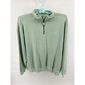 Tommy Bahama Mens Relax Aruba 1/4 Zip Sweater Deep Reef Long Sleeve Golf Green
